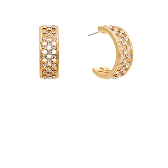Wide & Linked Pave Crystal Hoops - Picture 1 of 1